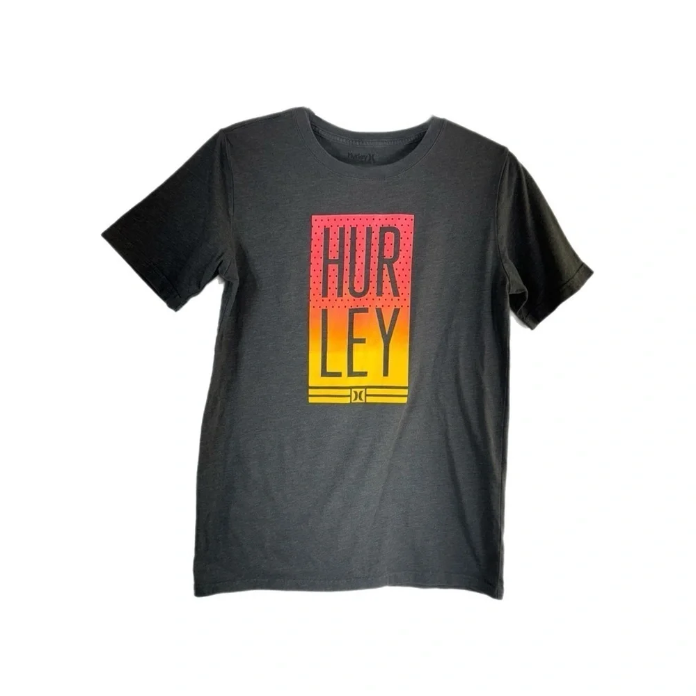 Hurley Boys Bright Print Design Light Gray Short Sleeve Tee